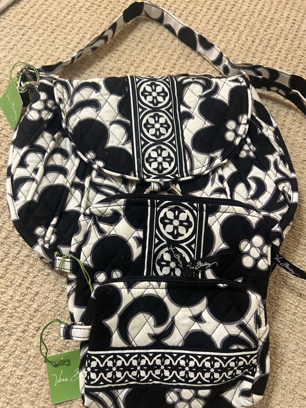Bundle Vera Bradley "Night and Day".  Quilted Shoulder Bag pouch lots 3 pieces
